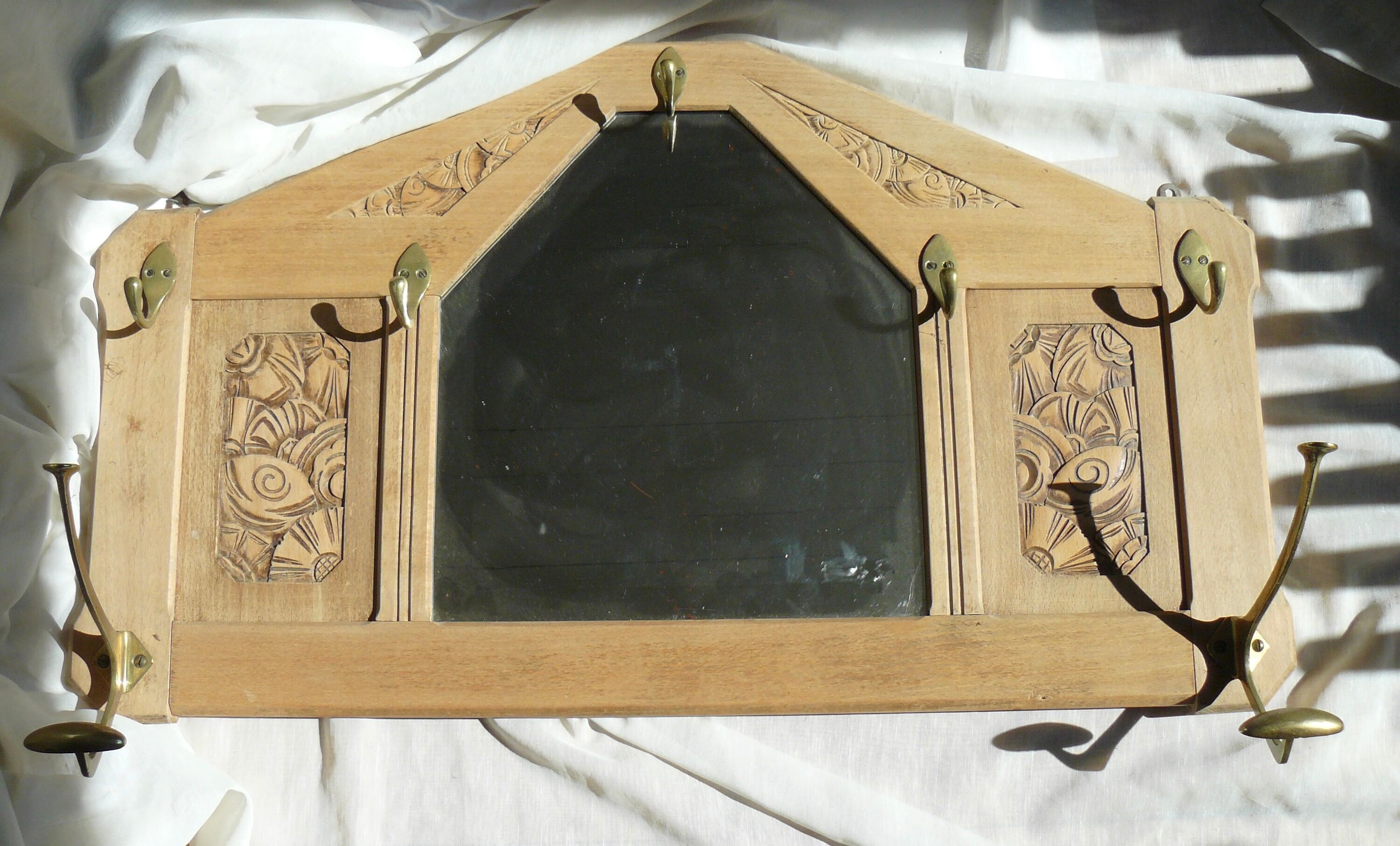 Art Deco mirror coat rack