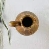 Vase en grès ancien forme aiguière marron signé Denbac
