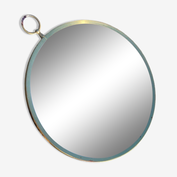 60s brass mirror, velvet ribbon