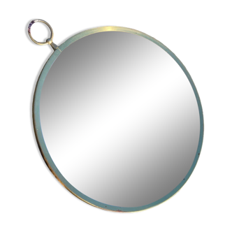 60s brass mirror, velvet ribbon