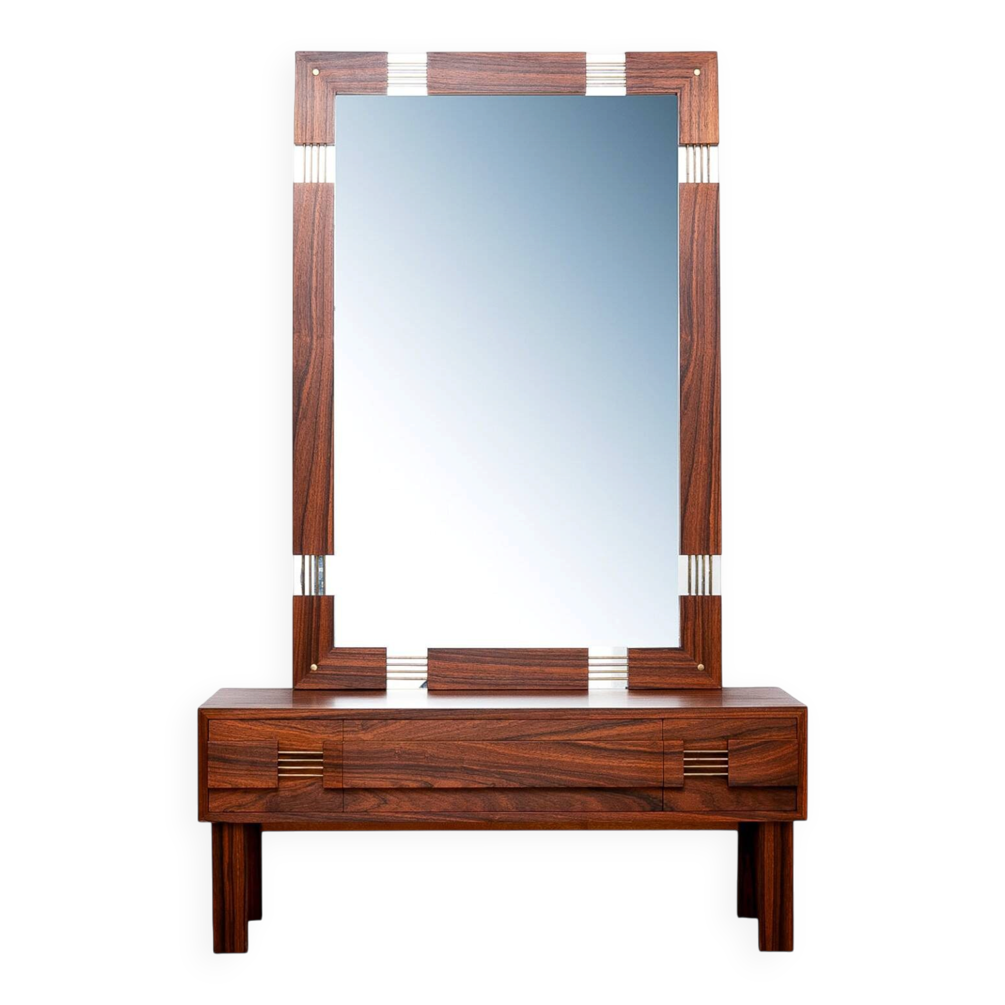 Miroir suédois du milieu du siècle avec console de coiffeuse – Ateljé Glas & Trä