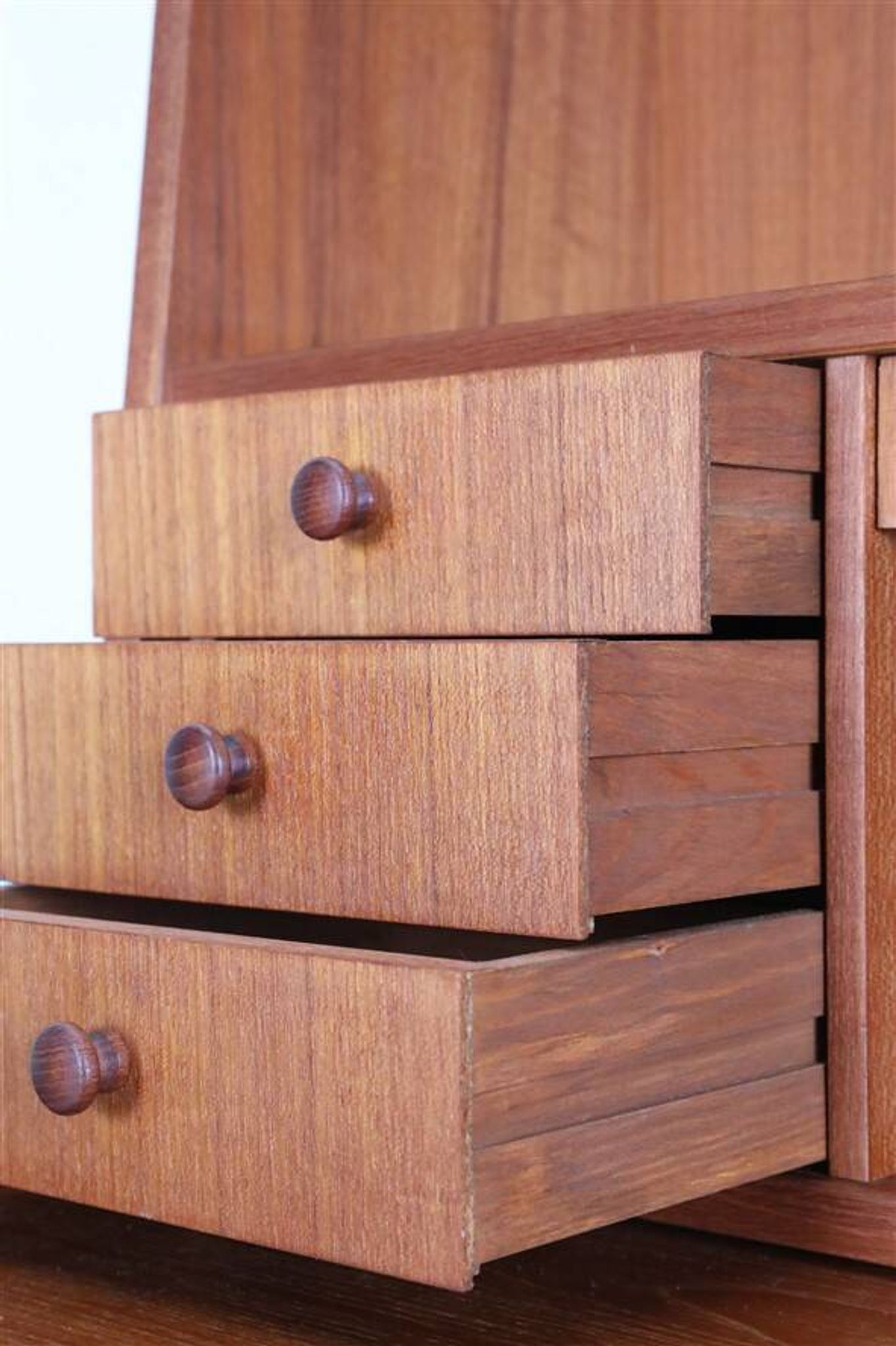 Tall mid-century teak secretary desk / Danish modern design / 1960s