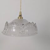 Vintage pendant light in molded glass and brass
