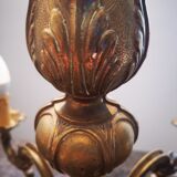 Lustre ancien 8 feux 8 branches en bronze doré Louis XVI TBE