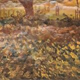 2 impressionist paintings - pair of oil on canvas - 2 signed autumn landscapes