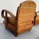 Set of 4 woven rattan armchairs, colonial style, 1950s