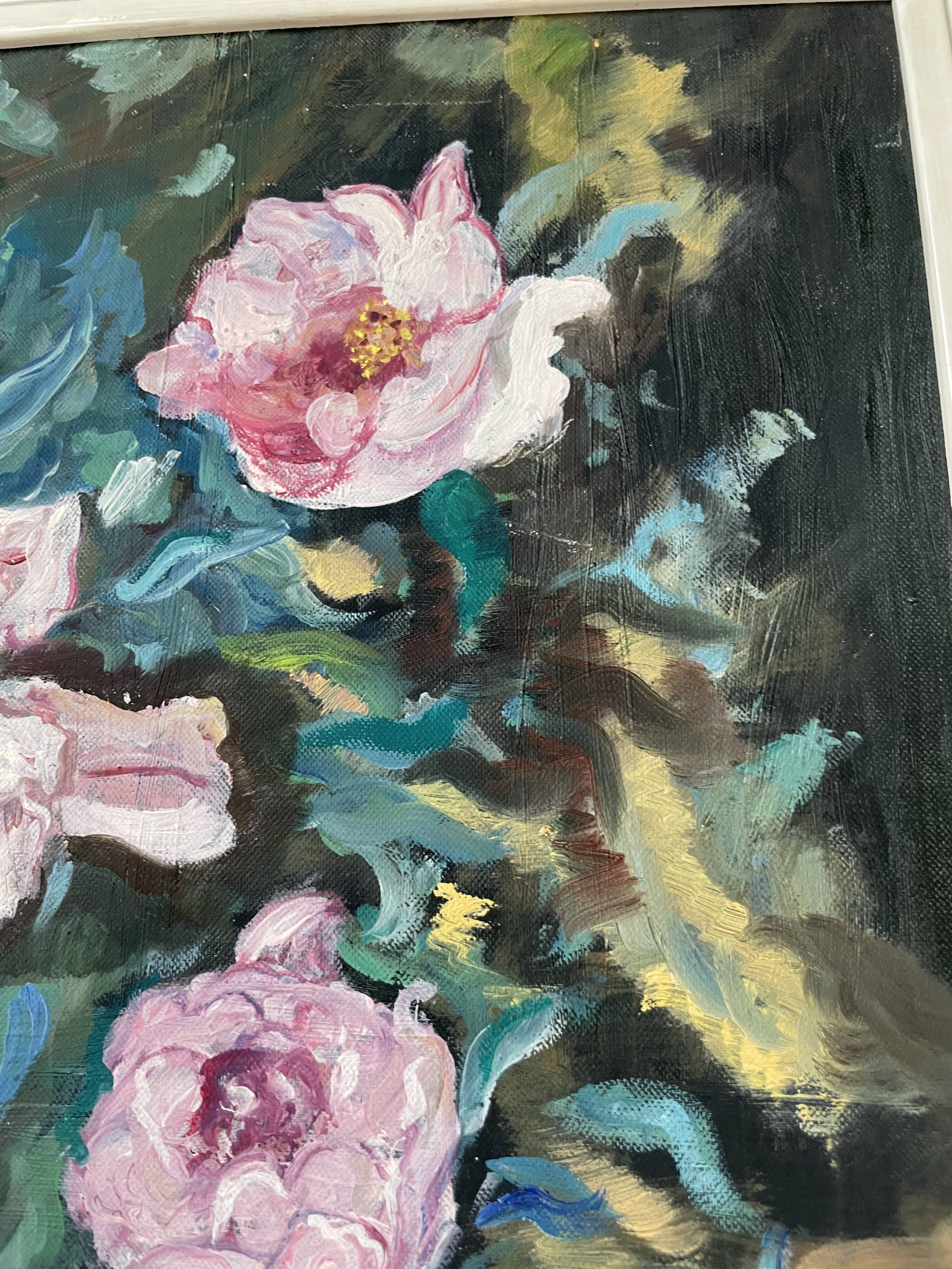 Oil canvas on wood flowers