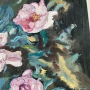 Toile huile sur bois fleurs