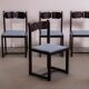 Italian beech and boucle dining chairs