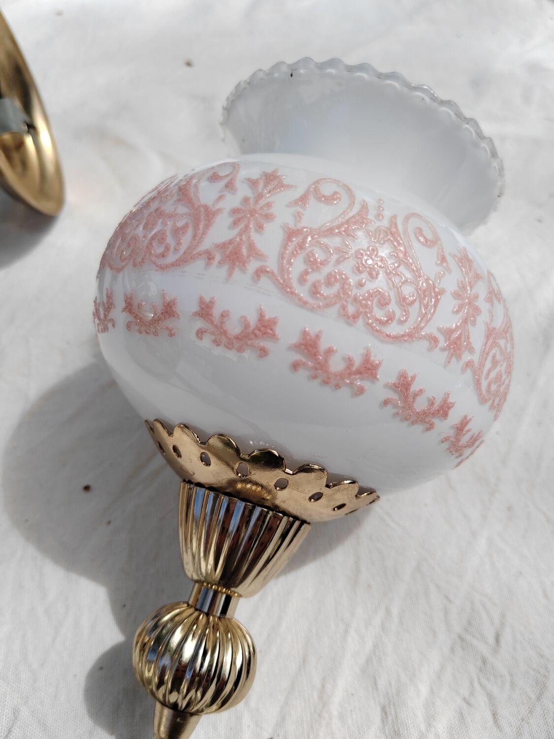 Pair of wall sconces with floral lampshades