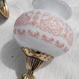 Pair of wall sconces with floral lampshades