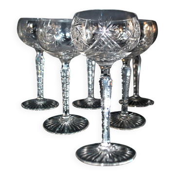 SAINT-LOUIS Balloon Wine Glass ROEMER in cut crystal star 1930 H15.3cm