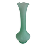 Green and white glass paste single flower vase