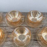 6 tasses à café en verre ambré 1970 italiennes