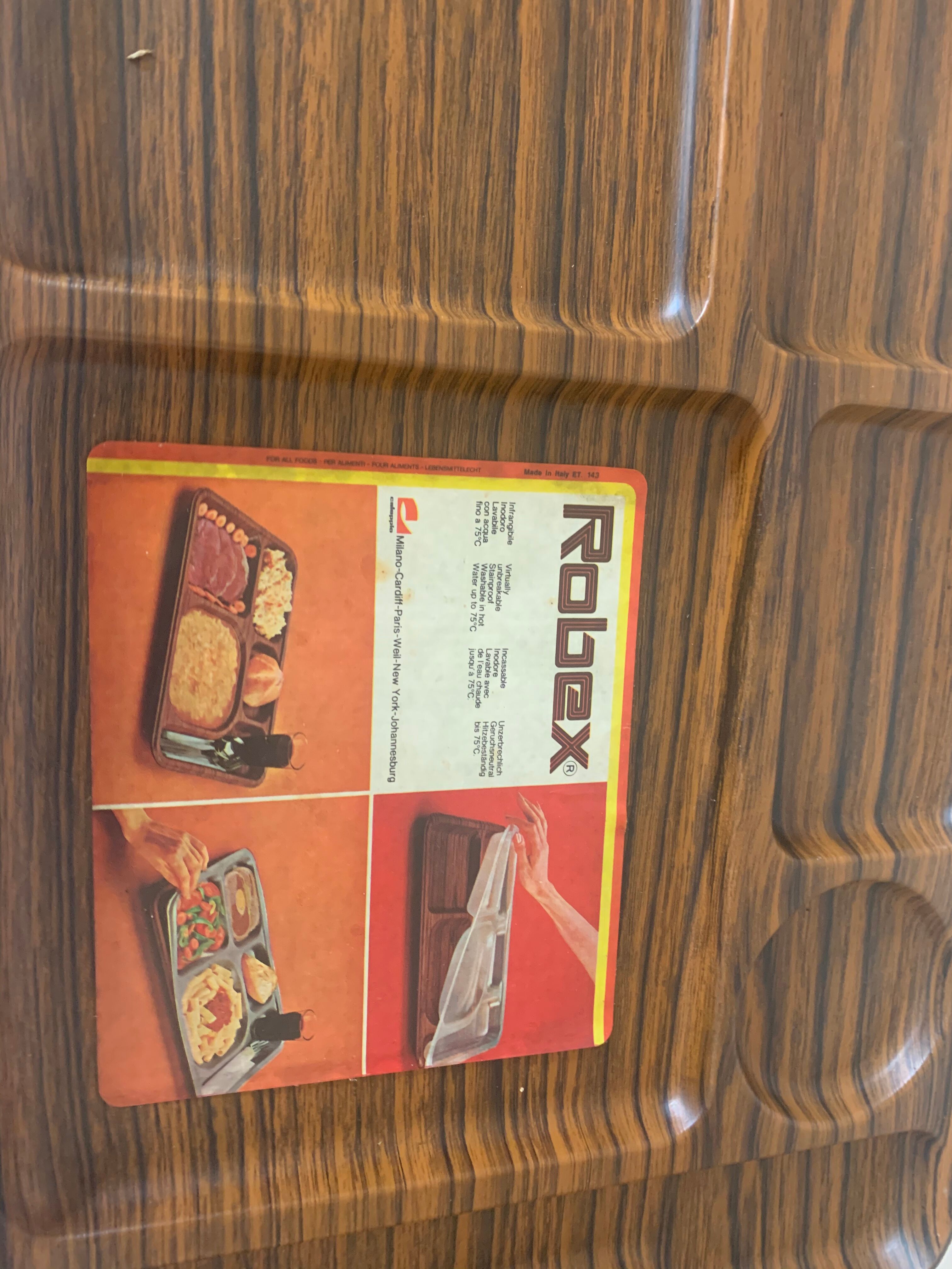 Meal tray dressx wood household with vintage compartments 1970