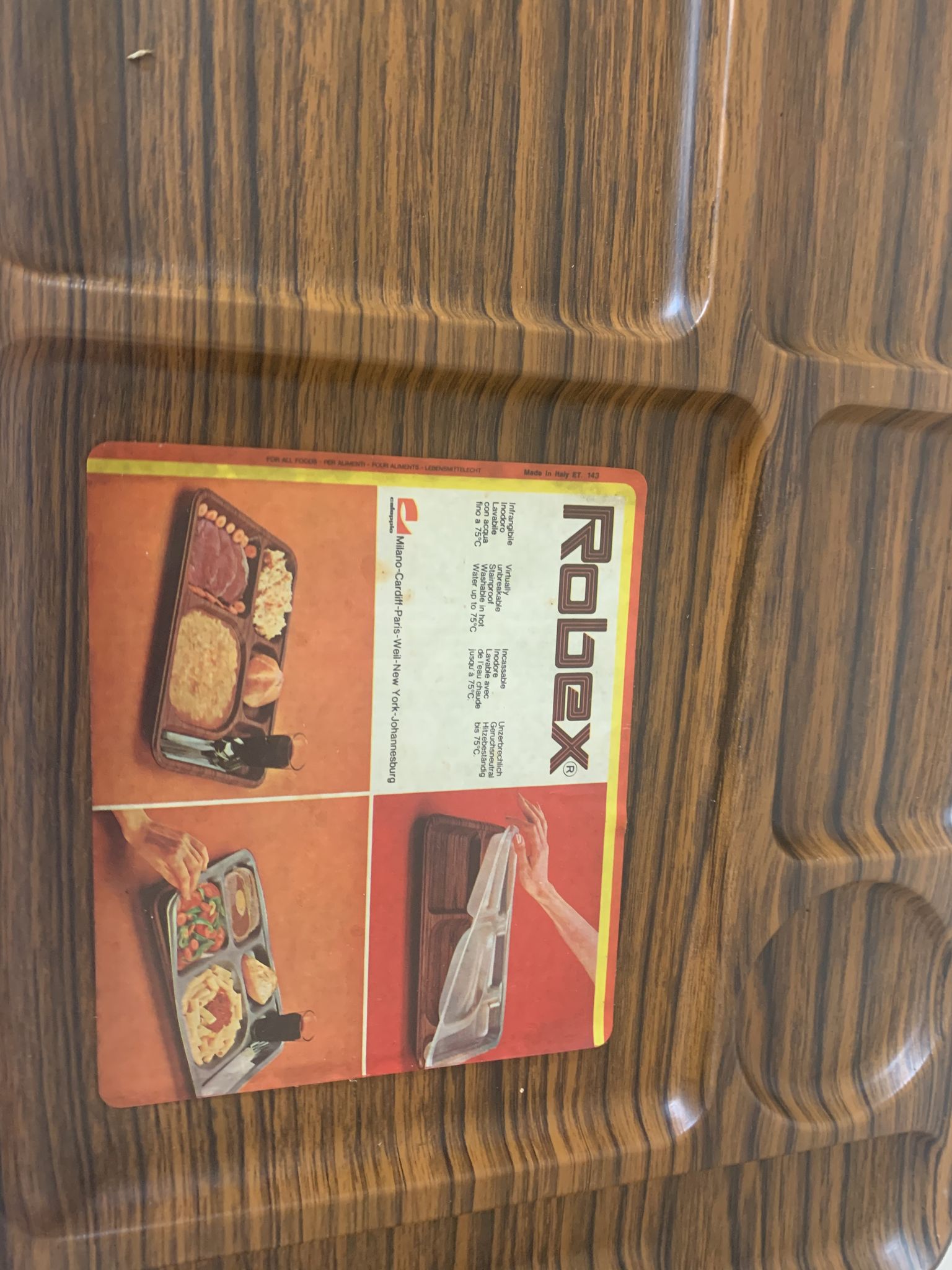 Meal tray dressx wood household with vintage compartments 1970