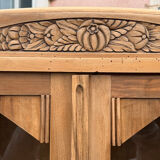 Parisian glass-fronted Art Deco wardrobe in solid raw walnut.