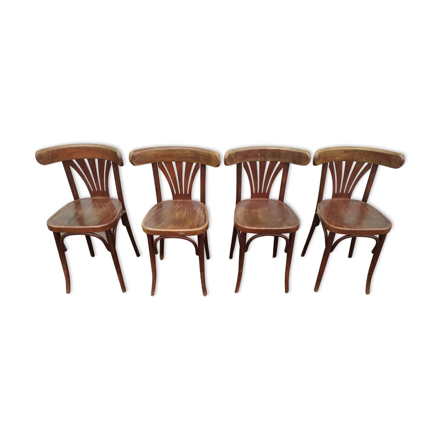 Lot de 4 chaises de bistrot en bois vintage