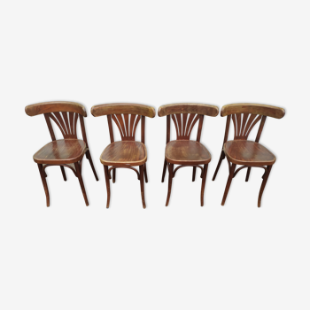 Lot de 4 chaises de bistrot en bois vintage