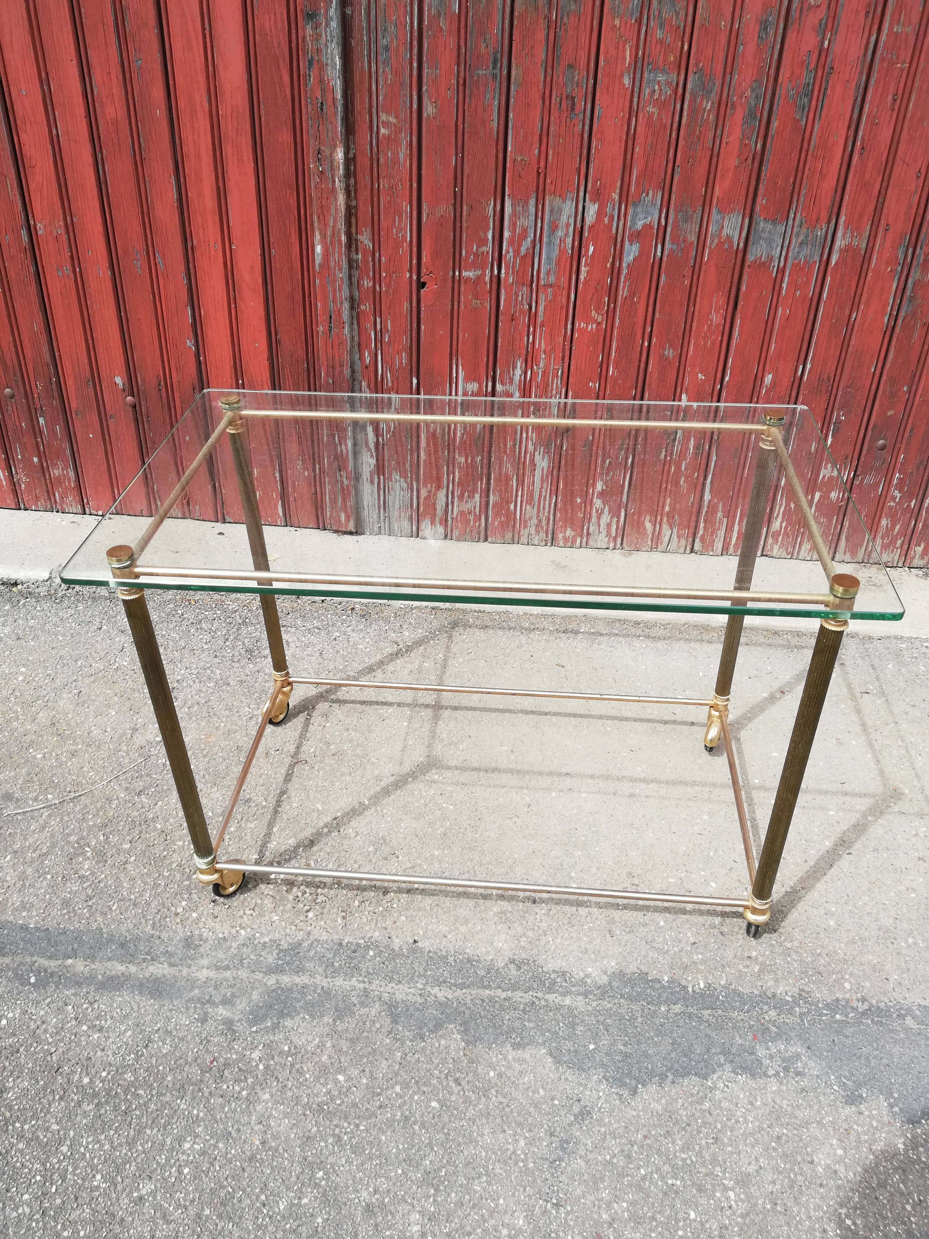 Brass and glass coffee table