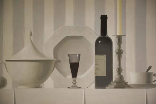 Oil painting still life The Glass of Wine by Nicolas Watine 1980