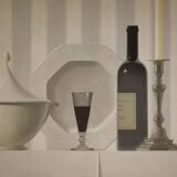 Oil painting still life The Glass of Wine by Nicolas Watine 1980