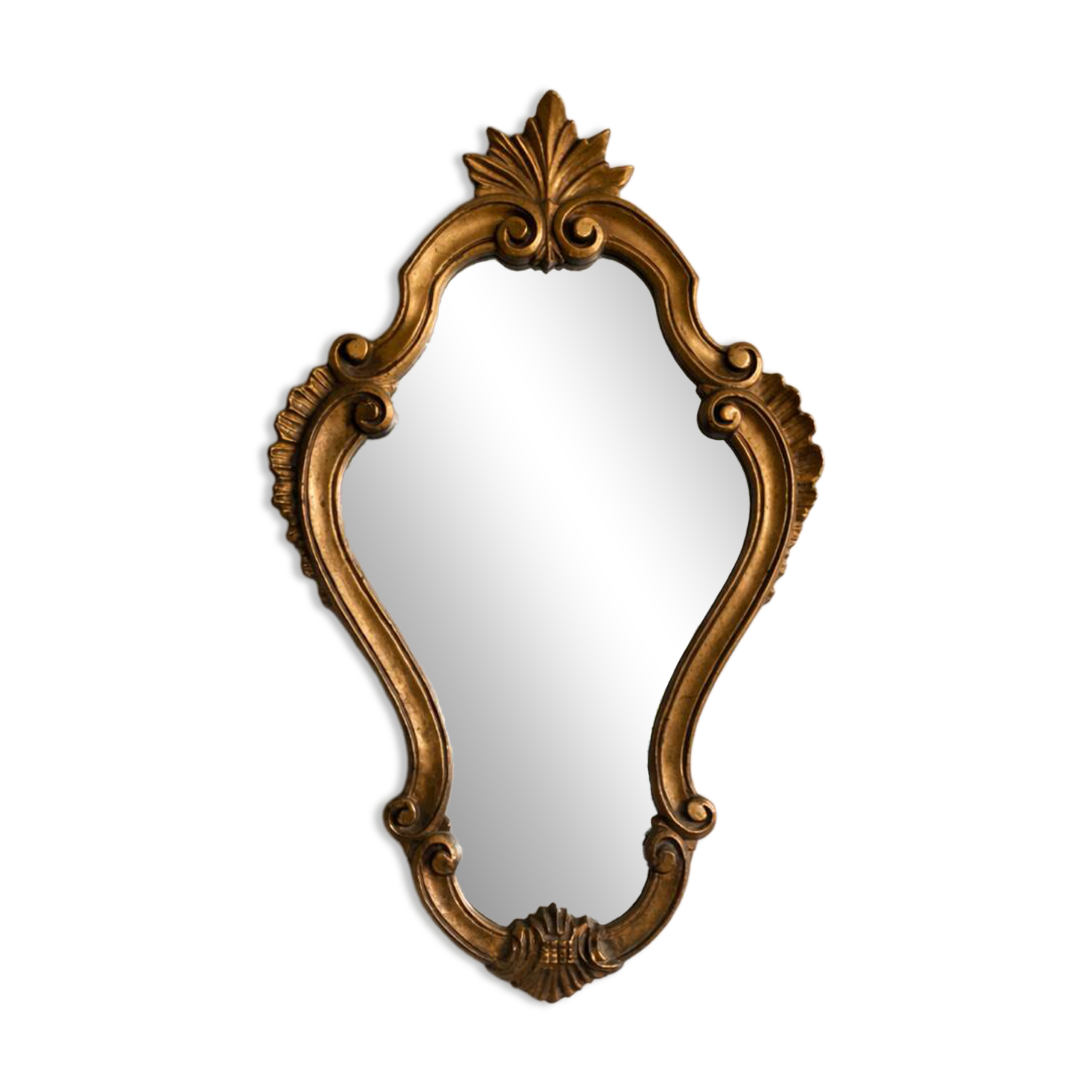 Antique gilded mirror in Louis XV Rococo style.