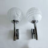 Pair of Murano Glass Chrome Wall Lights