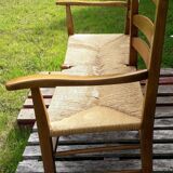 Wood and straw Picard bench