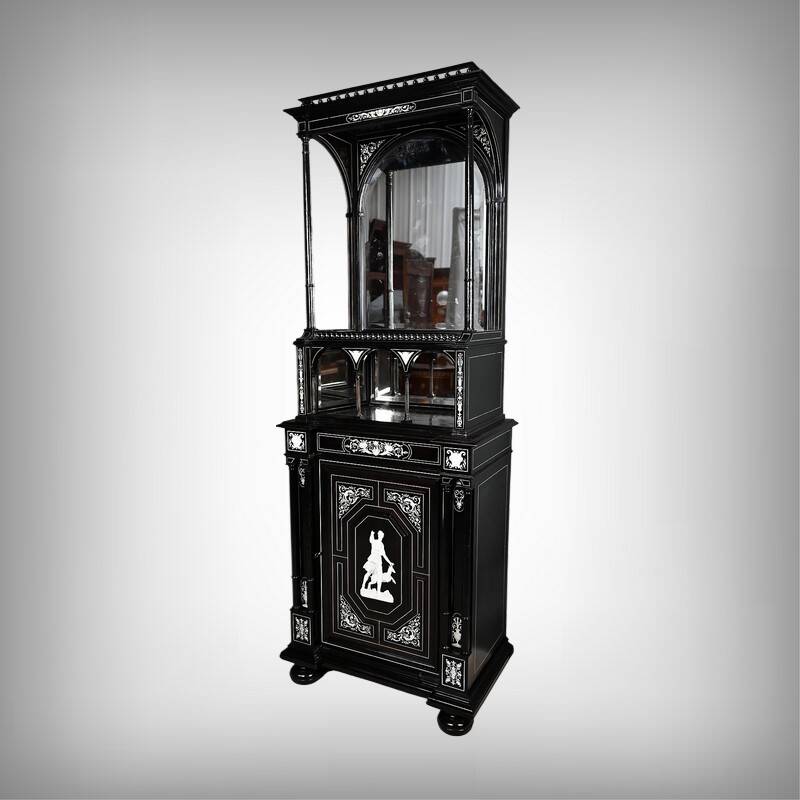 Display Cabinet in Blackened Pear Wood, Napoléon III period – 2nd half of the 19th century