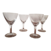 Set of 4 star-engraved glasses from the 50s