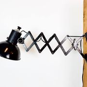 Industrial Black Enamel Scissor Wall Lamp, 1950s