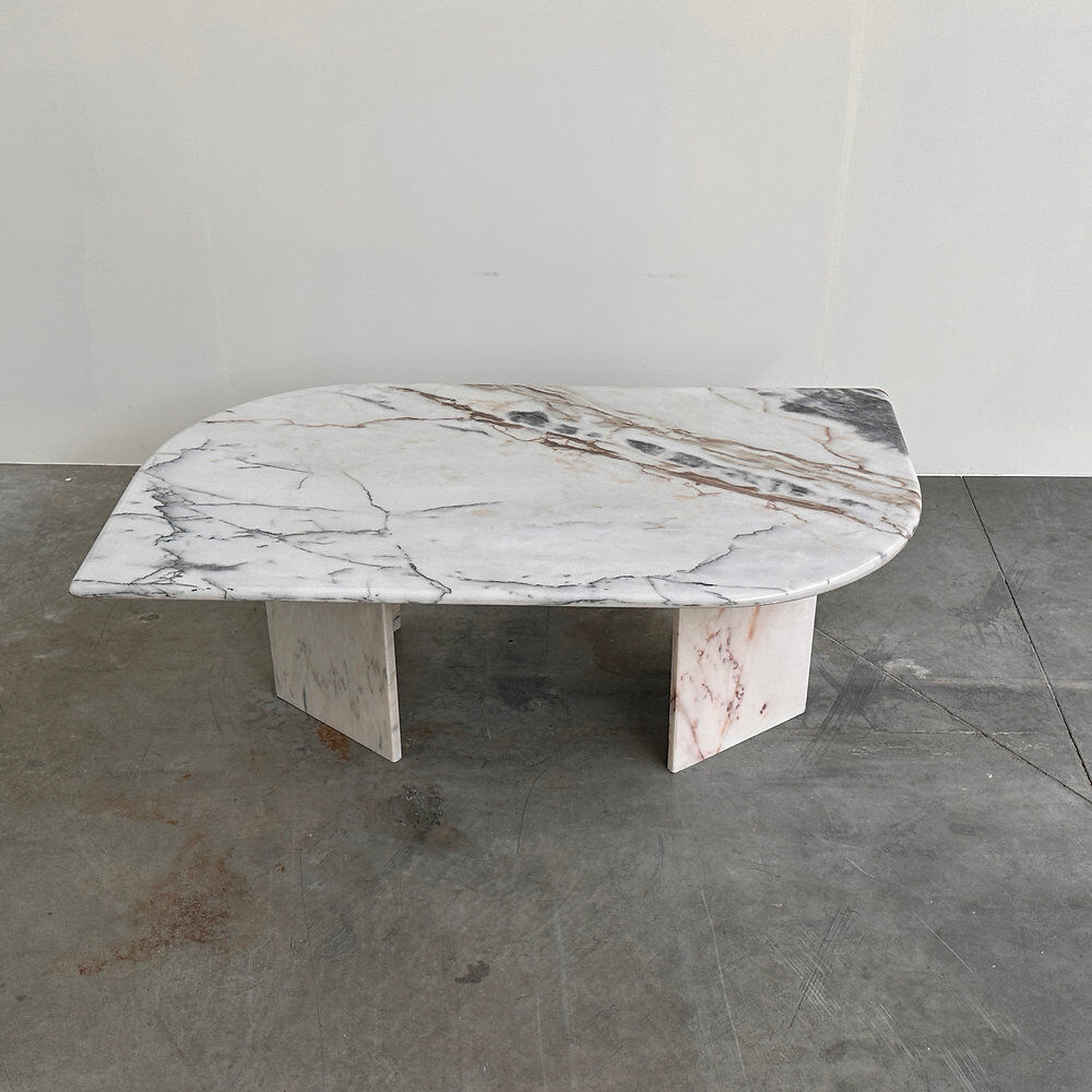 Large Italian postmodern marble coffee table, sculptural vintage stone table, 1980s