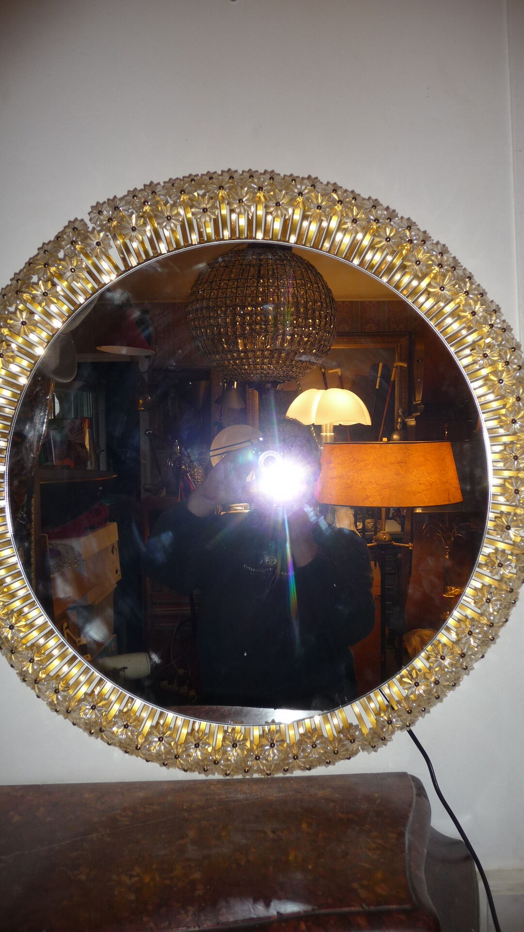 Bright vintage wall mirror, Emil Stejnar 1950