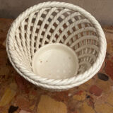 Vintage woven ceramic cache-pot