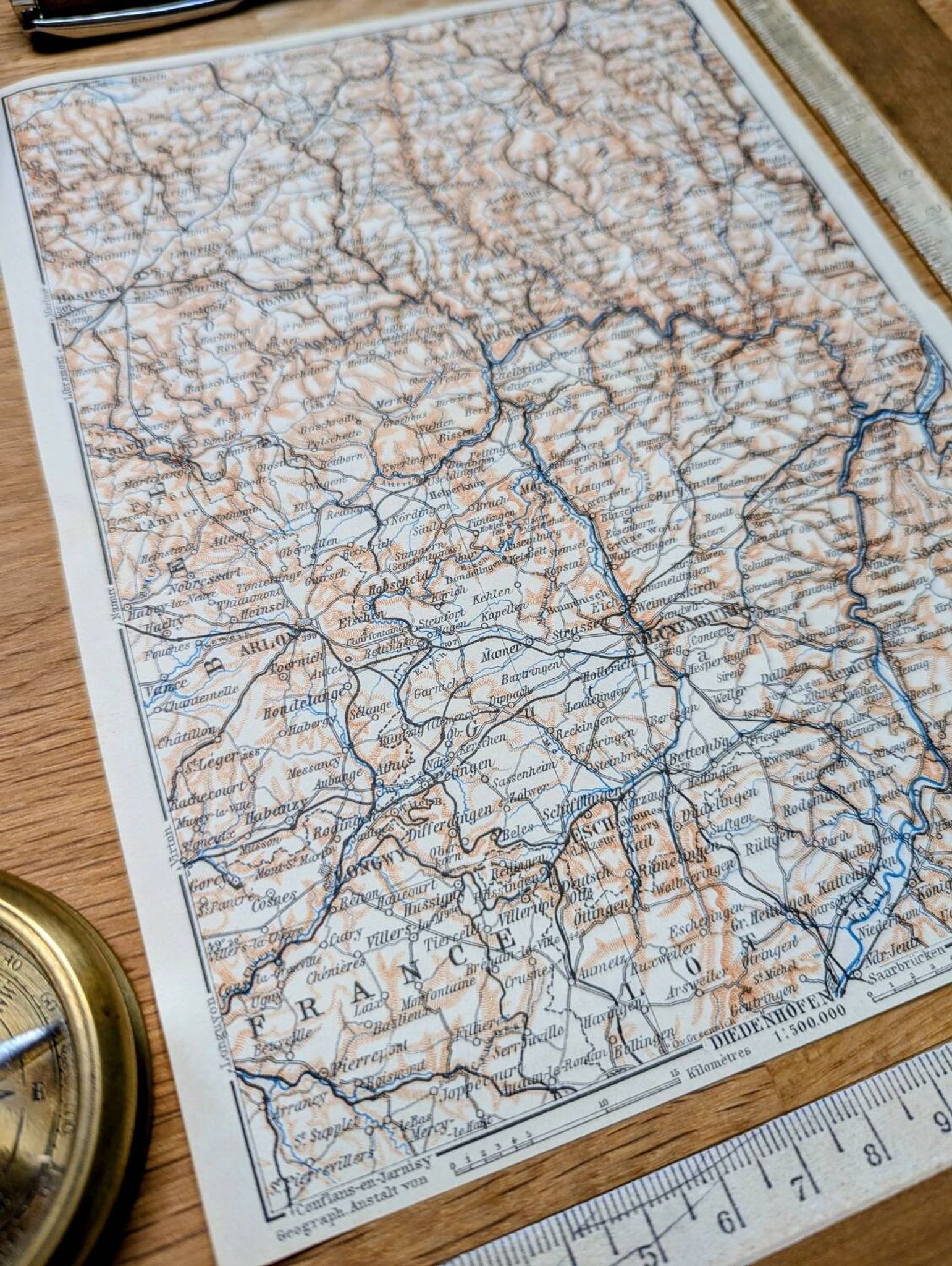 Printed in 1910, Luxembourg and its surroundings.