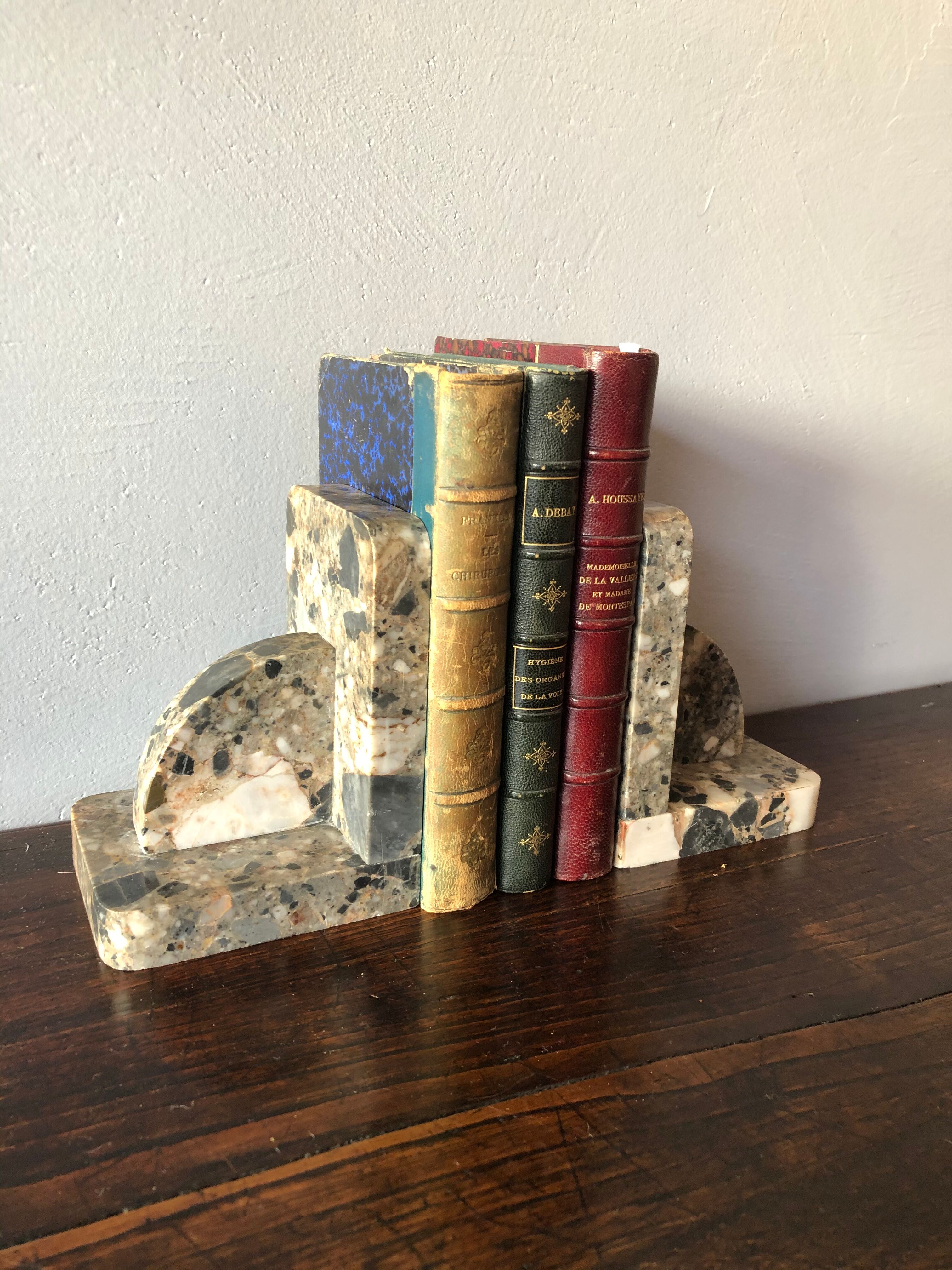 Old marble bookends