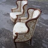 Pair of Louis XVI style armchairs with ears