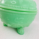 Jade green opaline - Sugar bowl / Bonbonnière - early 20th century