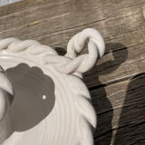 White ceramic candle holder twisted antique rope