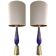 Murano glass table lamps Blu and gold with Bouclé lamp Lampshde by SimoEng