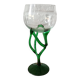 Vintage Emerald Green Jellyfish Blown Glass Bowl on Foot