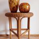 1960s Handmade Vintage French Riviera Wicker & Bamboo Side Table