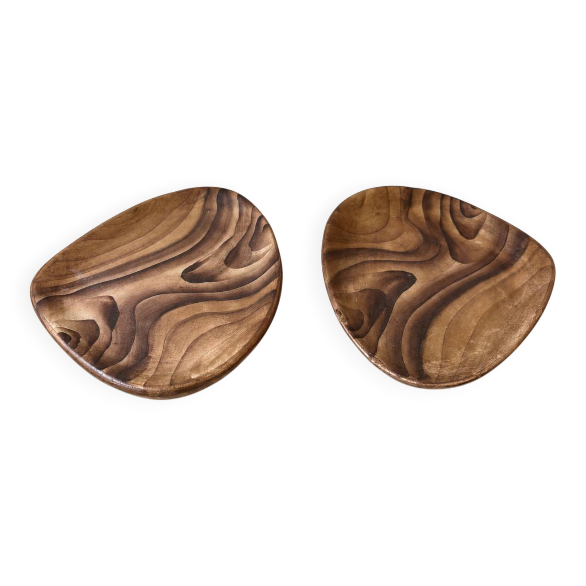 Set of ceramic bowls resembling wood