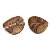 Set of ceramic bowls resembling wood