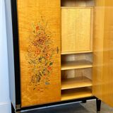 Exquisite 1950s neoclassical sycamore secretaire by Frères De Coene, Belgium.