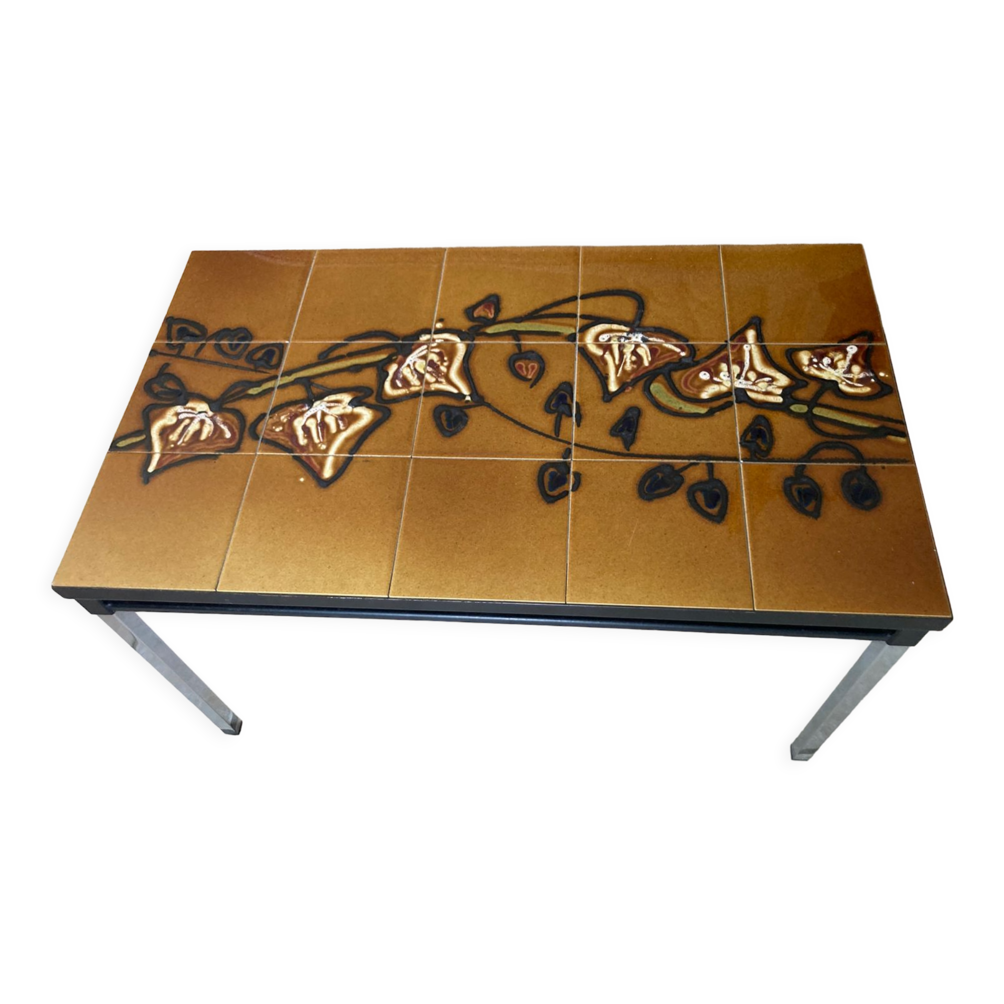 Vintage ceramic coffee table ivy pattern