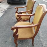 Pair of walnut armchairs period Consulate