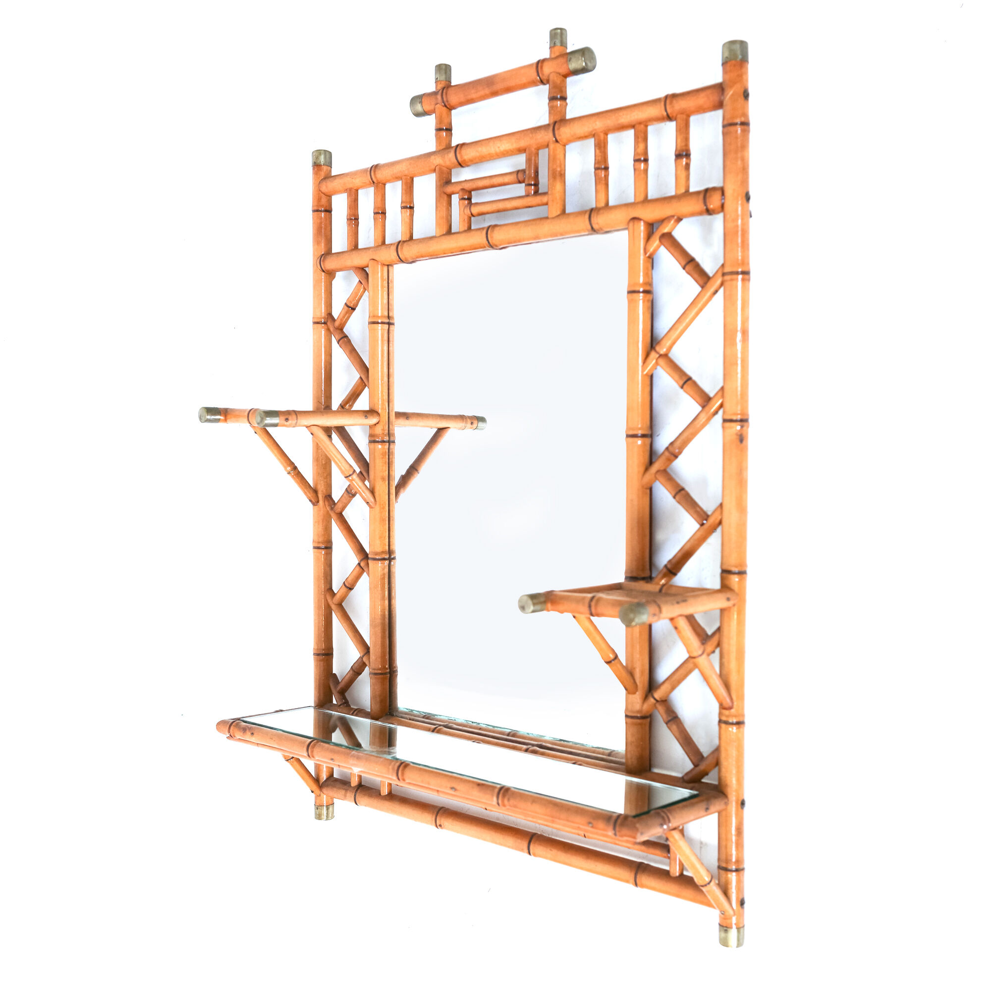 Mirior in rattan and brass 70x90cm