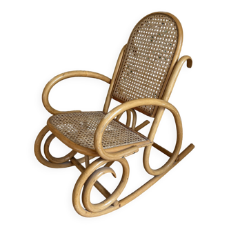 Vintage rattan rocking chair for children